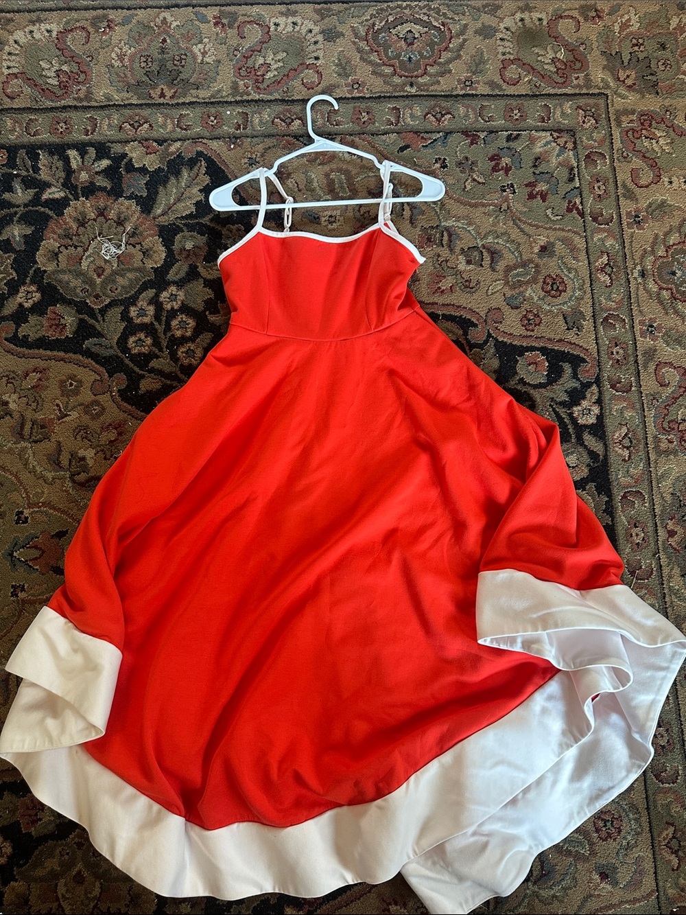 Maeve Orange Midi Dress with White Contrast Hem - Picture 4 of 10